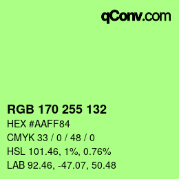 Color code: RGB 170 255 132 | qconv.com