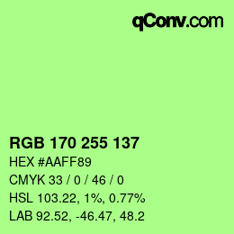 Color code: RGB 170 255 137 | qconv.com