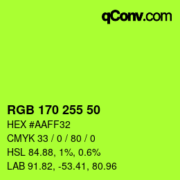 Color code: RGB 170 255 50 | qconv.com