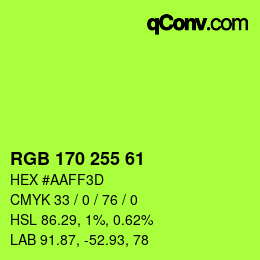 Color code: RGB 170 255 61 | qconv.com