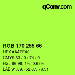 Color code: RGB 170 255 66 | qconv.com