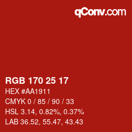 Color code: RGB 170 25 17 | qconv.com
