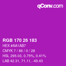 Color code: RGB 170 26 183 | qconv.com
