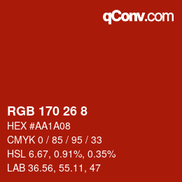 カラーコード: RGB 170 26 8 | qconv.com