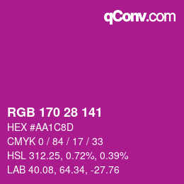 Color code: RGB 170 28 141 | qconv.com