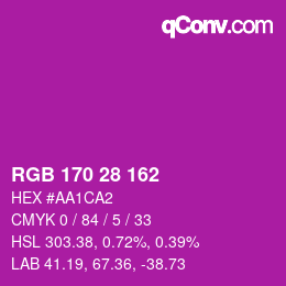 Color code: RGB 170 28 162 | qconv.com