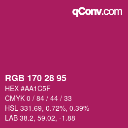 Farbcode: RGB 170 28 95 | qconv.com