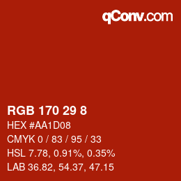Farbcode: RGB 170 29 8 | qconv.com