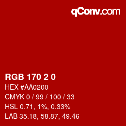 カラーコード: RGB 170 2 0 | qconv.com