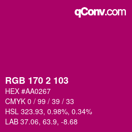 Color code: RGB 170 2 103 | qconv.com