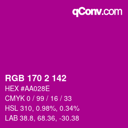 カラーコード: RGB 170 2 142 | qconv.com