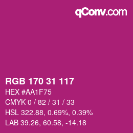 Color code: RGB 170 31 117 | qconv.com