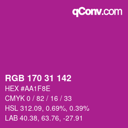 Color code: RGB 170 31 142 | qconv.com