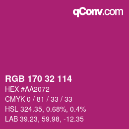Color code: RGB 170 32 114 | qconv.com