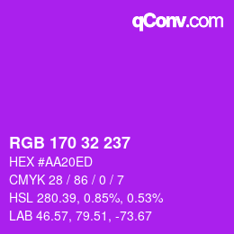 Color code: RGB 170 32 237 | qconv.com