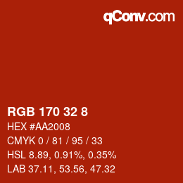 Color code: RGB 170 32 8 | qconv.com