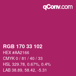 Color code: RGB 170 33 102 | qconv.com