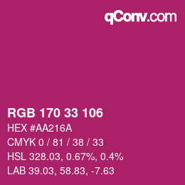 Color code: RGB 170 33 106 | qconv.com