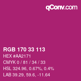 Color code: RGB 170 33 113 | qconv.com