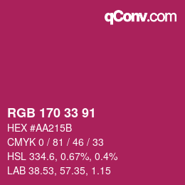 Color code: RGB 170 33 91 | qconv.com