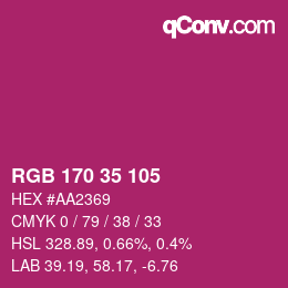 Color code: RGB 170 35 105 | qconv.com