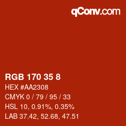 Color code: RGB 170 35 8 | qconv.com
