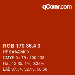 カラーコード: RGB 170 36.4 0 | qconv.com