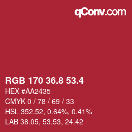 カラーコード: RGB 170 36.8 53.4 | qconv.com