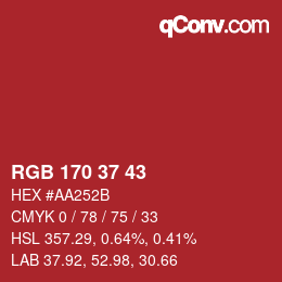 Color code: RGB 170 37 43 | qconv.com