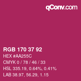 カラーコード: RGB 170 37 92 | qconv.com