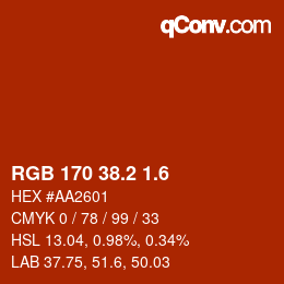 カラーコード: RGB 170 38.2 1.6 | qconv.com