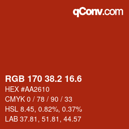 カラーコード: RGB 170 38.2 16.6 | qconv.com