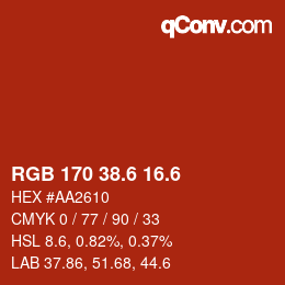 カラーコード: RGB 170 38.6 16.6 | qconv.com