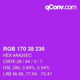 Color code: RGB 170 38 236 | qconv.com
