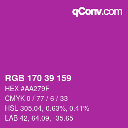 颜色代码: RGB 170 39 159 | qconv.com