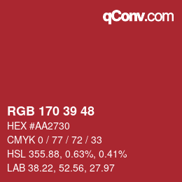 カラーコード: RGB 170 39 48 | qconv.com