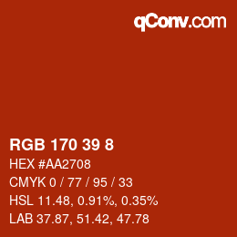 Color code: RGB 170 39 8 | qconv.com