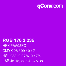 Color code: RGB 170 3 236 | qconv.com