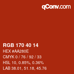 Color code: RGB 170 40 14 | qconv.com