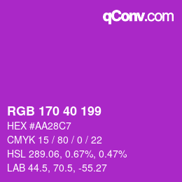 Color code: RGB 170 40 199 | qconv.com