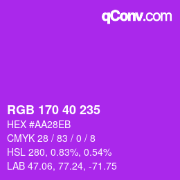 Color code: RGB 170 40 235 | qconv.com