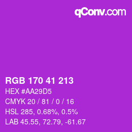 Color code: RGB 170 41 213 | qconv.com