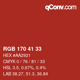 Color code: RGB 170 41 33 | qconv.com