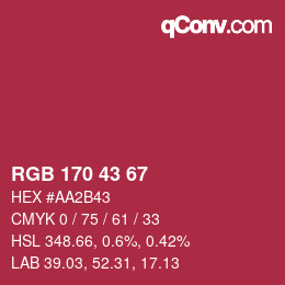 Color code: RGB 170 43 67 | qconv.com