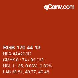 カラーコード: RGB 170 44 13 | qconv.com