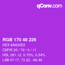 カラーコード: RGB 170 48 226 | qconv.com