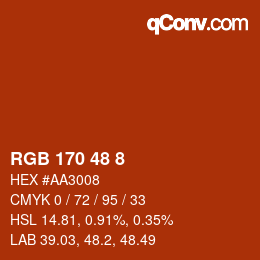 Color code: RGB 170 48 8 | qconv.com