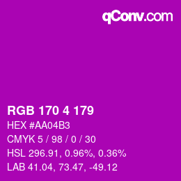 Color code: RGB 170 4 179 | qconv.com