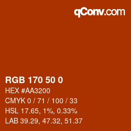 Color code: RGB 170 50 0 | qconv.com