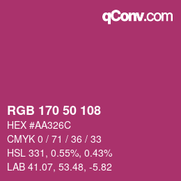 Código de color: RGB 170 50 108 | qconv.com
